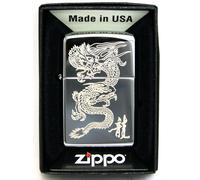 Nuovo Zippo Accendino Star Dragon Alto Cromo Lucido Realizzato IN USA