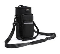 Nuovoware 1000ml Borsa per Borraccia in Neoprene, Custodia per Bottiglia con Tracolla Regolabile Maniglia, Borsa Portatile Porta Borraccia per Ciclismo da Escursionismo Campeggio - Nero