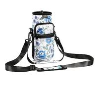 Nuovoware 1000ml Borsa per Borraccia in Neoprene, Custodia per Bottiglia con Tracolla Regolabile Maniglia, Borsa Portatile Porta Borraccia per Ciclismo da Escursionismo Campeggio, Bianco/Blu