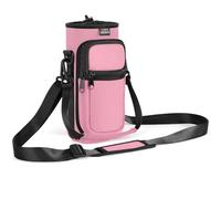 Nuovoware Borsa Borraccia in Neoprene da 750ml, Custodia Bottiglia con Tracolla Regolabile Maniglia e Tasche Borsa Portatile Porta Borraccia per Ciclismo, Campeggio, Rosa