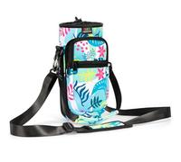 Nuovoware Borsa per Borraccia in Neoprene 750ml, Custodia Bottiglia con Tracolla Regolabile Maniglia e Tasche Borsa Portatile Porta Borraccia per Ciclismo, Campeggio - Foglie Colorate