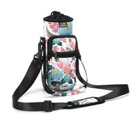 Nuovoware Borsa per Borraccia in Neoprene 750ml, Custodia per Bottiglia con Tracolla Regolabile Maniglia e Tasche Borsa Portatile Porta Borraccia per Ciclismo, Campeggio - Pink Rosa