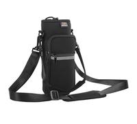 Nuovoware Borsa per Borraccia in Neoprene da 25oz/710ml, Custodia per Bottiglia con Tracolla Regolabile Maniglia e 2 Tasche Borsa Portatile Porta Borraccia per Ciclismo, Campeggio - Nero