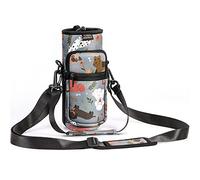 Nuovoware Borsa per Borraccia in Neoprene 750ml, Custodia per Bottiglia con Tracolla Regolabile Maniglia e Tasche Borsa Portatile Porta Borraccia per Ciclismo, Campeggio, Cucciolo Grigio