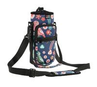 Nuovoware Borsa per Borraccia in Neoprene 750ml, Custodia per Bottiglia con Tracolla Regolabile Maniglia e Tasche Borsa Portatile Porta Borraccia per Ciclismo, Campeggio - Verde