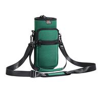 Nuovoware Borsa per Borraccia in Neoprene 750ml, Custodia per Bottiglia con Tracolla Regolabile Maniglia e 2 Tasche Borsa Portatile Porta Borraccia per Ciclismo, Campeggio, Verde Scuro