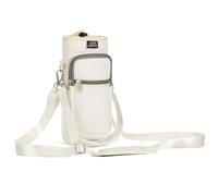 Nuovoware Borsa per Borraccia in Neoprene 750ml, Custodia per Bottiglia con Tracolla Regolabile Maniglia e Tasche Borsa Portatile Porta Borraccia per Ciclismo, Campeggio, Bianco Latte