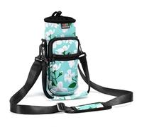 Nuovoware Borsa per Borraccia in Neoprene 750ml, Custodia per Bottiglia con Tracolla Regolabile Maniglia e Tasche Borsa Portatile Porta Borraccia per Ciclismo, Campeggio - Giglio Verde