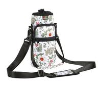 Nuovoware Borsa per Borraccia in Neoprene 750ml, Custodia per Bottiglia con Tracolla Regolabile Maniglia e Tasche Borsa Portatile Porta Borraccia per Ciclismo, Campeggio, Bianco Lbisco