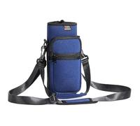 Nuovoware Borsa per Borraccia in Neoprene 750ml, Custodia per Bottiglia con Tracolla Regolabile Maniglia e 2 Tasche Borsa Portatile Porta Borraccia per Ciclismo, Campeggio, Blu Scuro