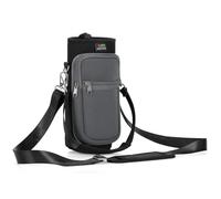 Nuovoware Borsa per Borraccia in Neoprene 750ml, Custodia per Bottiglia con Tracolla Regolabile Maniglia e Tasche Borsa Portatile Porta Borraccia per Ciclismo, Campeggio, Nero/Grigio