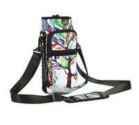 Nuovoware Borsa per Borraccia in Neoprene 750ml, Custodia per Bottiglia con Tracolla Regolabile Maniglia e 2 Tasche Borsa Portatile Porta Borraccia per Ciclismo, Campeggio - Verde+Bianco