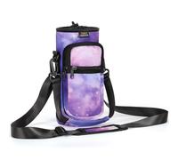 Nuovoware Borsa per Borraccia in Neoprene da 750ml, Custodia per Bottiglia con Tracolla Regolabile Maniglia e Tasche Borsa Portatile Porta Borraccia per Ciclismo, Campeggio, Cielo Stellato Viola