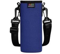 Nuovoware Borsa per bottiglia d'acqua portatile in neoprene, resistente alle cadute e agli urti, custodia protettiva impermeabile per borraccia da esterno con tracolla blu scuro