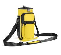 Nuovoware Borsa Portabottiglie, Portabottiglie da 750ml, Tracolla Regolabile, 2 Tasche, Manica in Neoprene, Accessori Sportivi per l'Escursionismo e i Viaggi, Giallo
