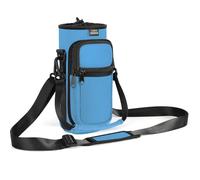 Nuovoware Borsa Portabottiglie, Portabottiglie da 750ml, Tracolla Regolabile, 2 Tasche, Manica in Neoprene, Accessori Sportivi per l'Escursionismo e i Viaggi, Blu Azzurro