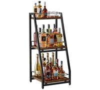 Nuovoware Mobile per Liquori 3 Livelli Mini Bar, Scaffale Vino Terra Whisky, Scaffale Angolare Bottiglie Liquore Recinzione Cassetto Scorrimento per Casa, Cucina, il soggiorno Sala da Pranzo, Nero