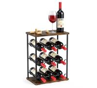 Nuovoware Portabottiglie da Appoggio, per 9 Bottiglie, Marrone Vintage | Organizer in metallo per la conservazione del vino, per cucina, bar, tavolo, mobile, cantina