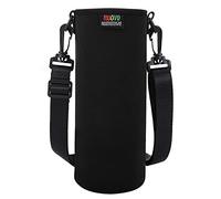 Nuovoware Portabottiglie in neoprene Borsa tote da 1000 ml con tracolla regolabile, portatile e isolato, perfetto per bottiglia in acciaio inossidabile e plastica, grande, nero