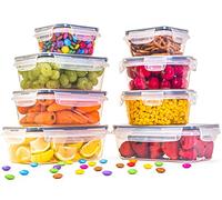 nuovva Set di contenitori ermetici per alimenti, in plastica, con coperchio, a prova di perdite, dispensa e contenitori da cucina, set per la preparazione dei pasti con coperchio, 16 pezzi (8