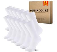 NUOZA 12 Paia Calzini Bianchi Uomo Calze Sportive Uomo 47-50 Cotone Calzini Donna Cotone Calzini Sportivi Business Calzini Lunghi Traspiranti Calzettoni Lunghe Sportive Tennis Elastiche Classiche