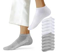 NUOZA Calzini Donna Corti 35-38 Cotone Calze Uomo 10 Paia Calze Running Uomo Corte Calzetti Traspirante Unisex,201-Bianco Grigio,35-38
