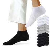 NUOZA Calzini Donna Corti 35-38 Cotone Calze Uomo 10 Paia Calze Running Uomo Corte Calzetti Traspirante Unisex, 201-Nero Bianco Grigio,35-38
