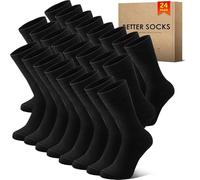 NUOZA Calzini Uomo 43-46 Lunghi Calze Uomo Cotone Nero Business Calze Classiche Traspiranti 24 Paia