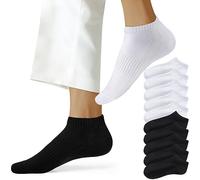 NUOZA Calzini Uomo Corti 43-46 Calze Donna 10 Paia Sportivi Cotone Corte Calzetti Traspirante comodo,201-Nero Bianco,43-46