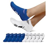 NUOZA Calzini Uomo Cotone Corti - Fantasmini Sportivi Da Uomo Estivi Calzini Running Antiodore e Traspirante Calze Uomo Corte Calzini Ciclismo Uomo Bianco & Blu