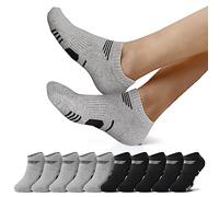 NUOZA Calzini Uomo Cotone Corti - Sportivi Da Estivi Uomo Fantasmini Calze Da Uomo Antiodore e Traspirante Calzini Ciclismo Uomo Trekking Tennis Calzini Nero & Grigio
