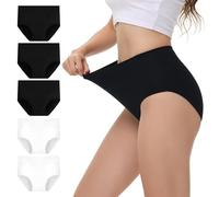 NUOZA Mutande Contenitive Donna Pacco da 5 Briefs Mutande per Ciclo Mestruale Slip Donna Cotone Vita Alta Culotte Cotone Post Parto Intimo Nero Bianco L