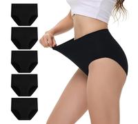NUOZA Slip Donna Cotone Pacco da 5 Mutande Donna Cotone Vita Alta Mutanda Contenitiva Pancia Intimo Briefs Culotte Senza Cuciture Post Parto Ciclo Nero M