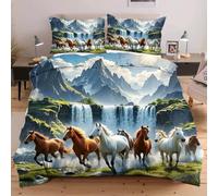 Nuphtun Completo Letto 135x200 Animale Cavallo, Set con Copripiumino e 2 Federe, Tessuto in Microfibra Resistente, Ideale per Uso Quotidiano, Mantiene la Forma e il Colore nel Tempo W294
