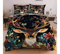 Nuphtun Completo Letto 135x200 Animale Cervo, Set con Copripiumino e 2 Federe, Tessuto in Microfibra Resistente, Ideale per Uso Quotidiano, Mantiene la Forma e il Colore nel Tempo W346