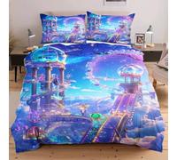 Nuphtun Completo Letto 135x200 Città Celeste, Set con Copripiumino e 2 Federe, Tessuto in Microfibra Resistente, Ideale per Uso Quotidiano, Mantiene la Forma e il Colore nel Tempo W240