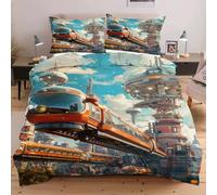 Nuphtun Completo Letto 135x200 Città Celeste, Set con Copripiumino e 2 Federe, Tessuto in Microfibra Resistente, Ideale per Uso Quotidiano, Mantiene la Forma e il Colore nel Tempo W212