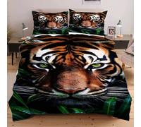 Nuphtun Completo Letto 135x200 Tigre, Set con Copripiumino e 2 Federe, Tessuto in Microfibra Resistente, Ideale per Uso Quotidiano, Mantiene la Forma e il Colore nel Tempo W260