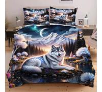 Nuphtun Completo Letto 140x200 Animale Lupo, Set con Copripiumino e 2 Federe, Tessuto in Microfibra Resistente, Ideale per Uso Quotidiano, Mantiene la Forma e il Colore nel Tempo B378