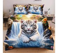 Nuphtun Completo Letto 140x200 Animale Tigre, Set con Copripiumino e 2 Federe, Tessuto in Microfibra Resistente, Ideale per Uso Quotidiano, Mantiene la Forma e il Colore nel Tempo B68