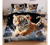Nuphtun Completo Letto 140x200 Animale Tigre, Set con Copripiumino e 2 Federe, Tessuto in Microfibra Resistente, Ideale per Uso Quotidiano, Mantiene la Forma e il Colore nel Tempo B348