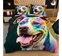 Nuphtun Completo Letto 140x200 Cane Colorato, Set con Copripiumino e 2 Federe, Tessuto in Microfibra Resistente, Ideale per Uso Quotidiano, Mantiene la Forma e il Colore nel Tempo N258