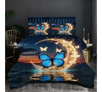 Nuphtun Completo Letto 140x200 Farfalla Colorata, Set con Copripiumino e 2 Federe, Tessuto in Microfibra Resistente, Ideale per Uso Quotidiano, Mantiene la Forma e il Colore nel Tempo H296-