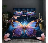 Nuphtun Completo Letto 140x200 Farfalla Colorata, Set con Copripiumino e 2 Federe, Tessuto in Microfibra Resistente, Ideale per Uso Quotidiano, Mantiene la Forma e il Colore nel Tempo H300-