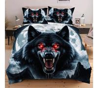 Nuphtun Completo Letto 140x200 Lupo Animale, Set con Copripiumino e 2 Federe, Tessuto in Microfibra Resistente, Ideale per Uso Quotidiano, Mantiene la Forma e il Colore nel Tempo B102