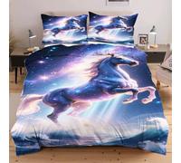 Nuphtun Completo Letto Matrimoniale 200x200 Animale Cavallo, Stampa 3D Vivaci e Nitidi con 2 Federe | Microfibra Durevole e Facile da Curare, Trasforma il Tuo Letto in un'Opera d'Arte W309