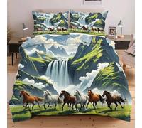 Nuphtun Completo Letto Matrimoniale 200x200 Animale Cavallo, Stampa 3D Vivaci e Nitidi con 2 Federe | Microfibra Durevole e Facile da Curare, Trasforma il Tuo Letto in un'Opera d'Arte W291
