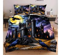 Nuphtun Completo Letto Matrimoniale 200x200 Casa Stregata di Halloween, Stampa 3D Vivaci e Nitidi con 2 Federe | Microfibra Durevole e Facile da Curare, Trasforma il Tuo Letto in un'Opera d'Arte