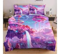 Nuphtun Completo Letto Matrimoniale 200x200 Città Celeste, Stampa 3D Vivaci e Nitidi con 2 Federe | Microfibra Durevole e Facile da Curare, Trasforma il Tuo Letto in un'Opera d'Arte W241