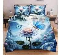 Nuphtun Completo Letto Matrimoniale 200x200 Fiore Farfalla, Stampa 3D Vivaci e Nitidi con 2 Federe | Microfibra Durevole e Facile da Curare, Trasforma il Tuo Letto in un'Opera d'Arte B223